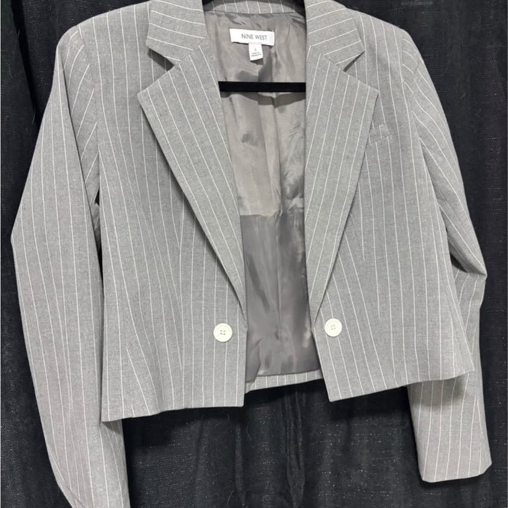 Nine West Gray Blazer Classic Suit Jacket